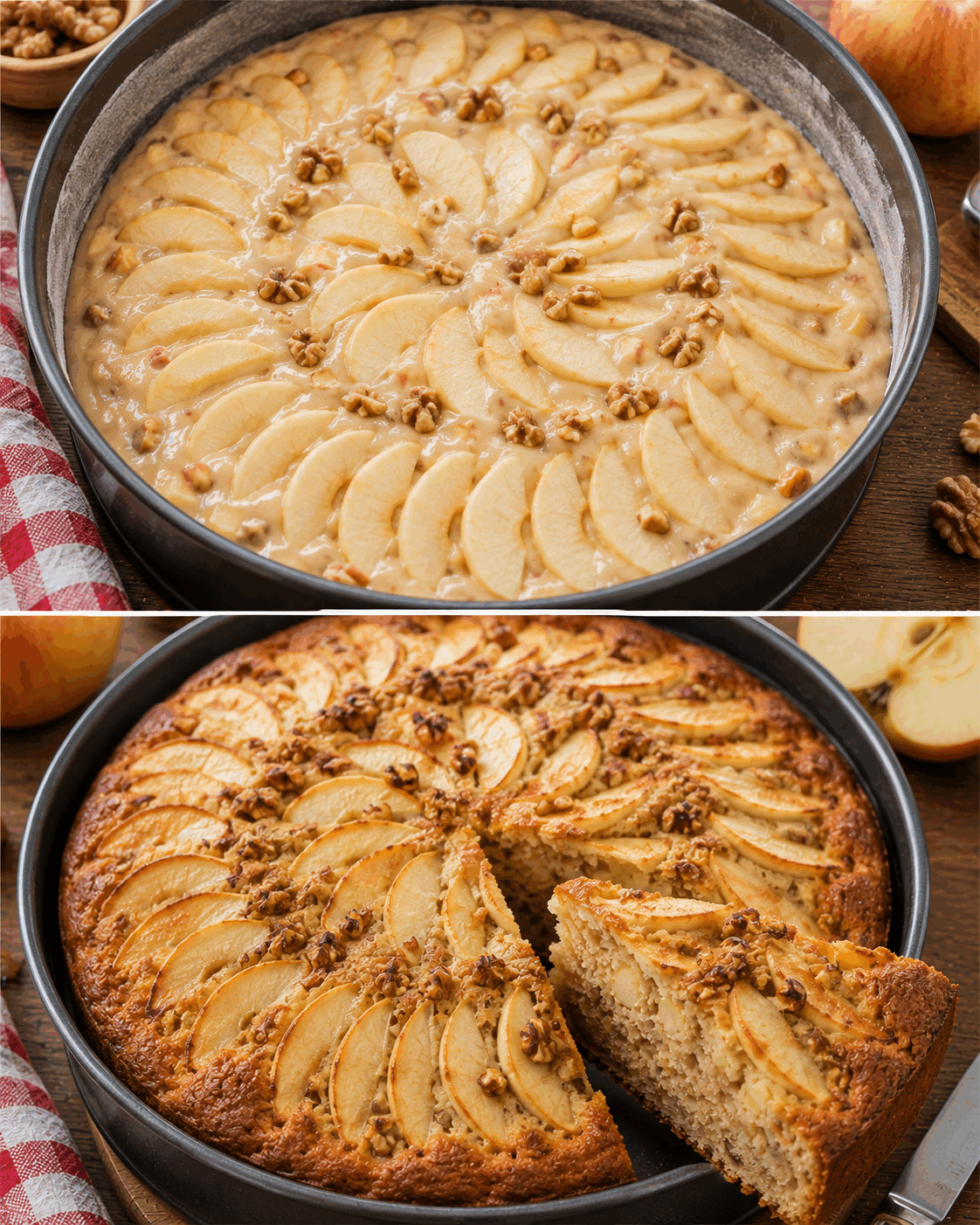 Gâteau aux pommes et aux noix ultra moelleux : seulement 170 kcal par part