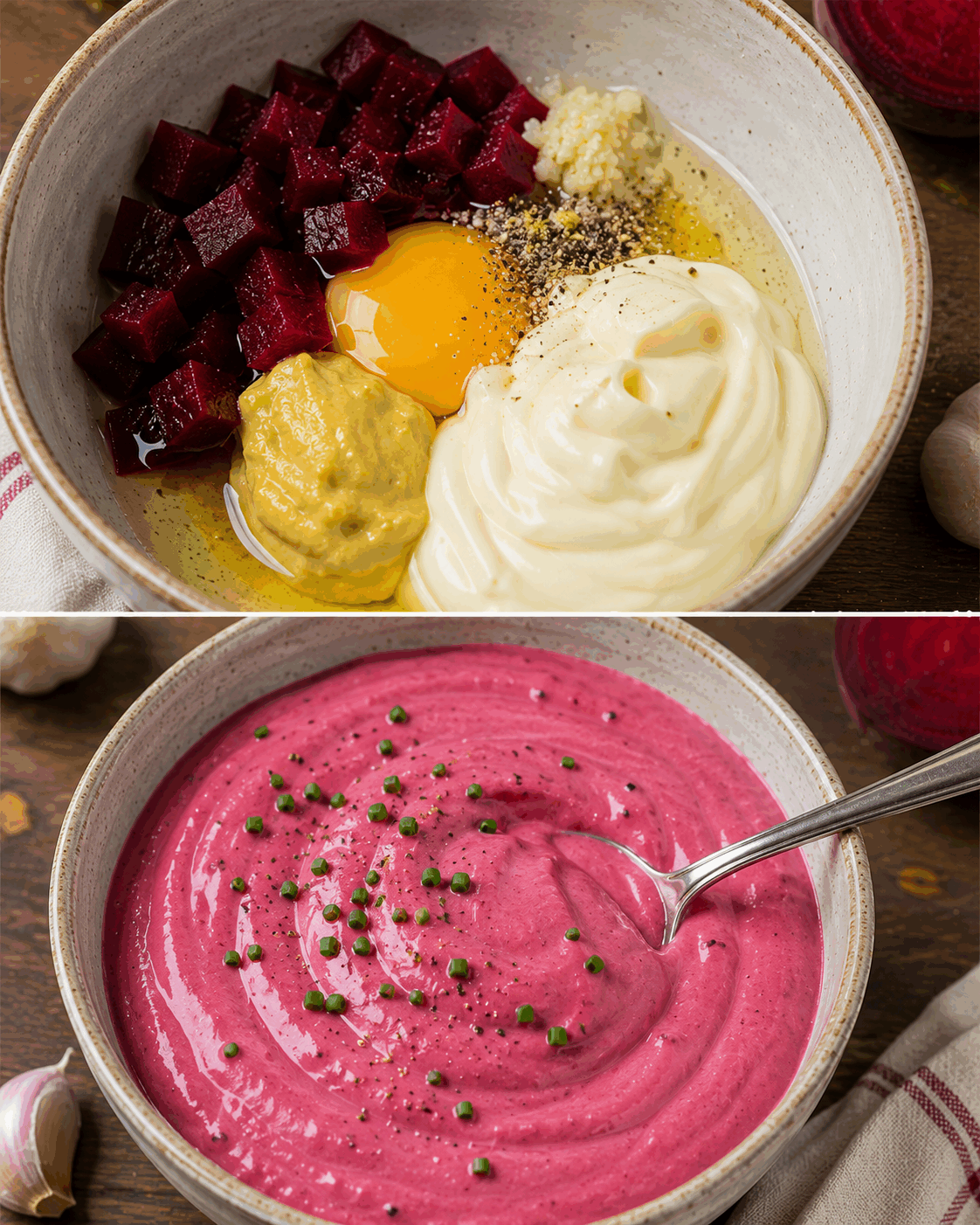 Une mayonnaise de betterave crémeuse, colorée et facile à préparer