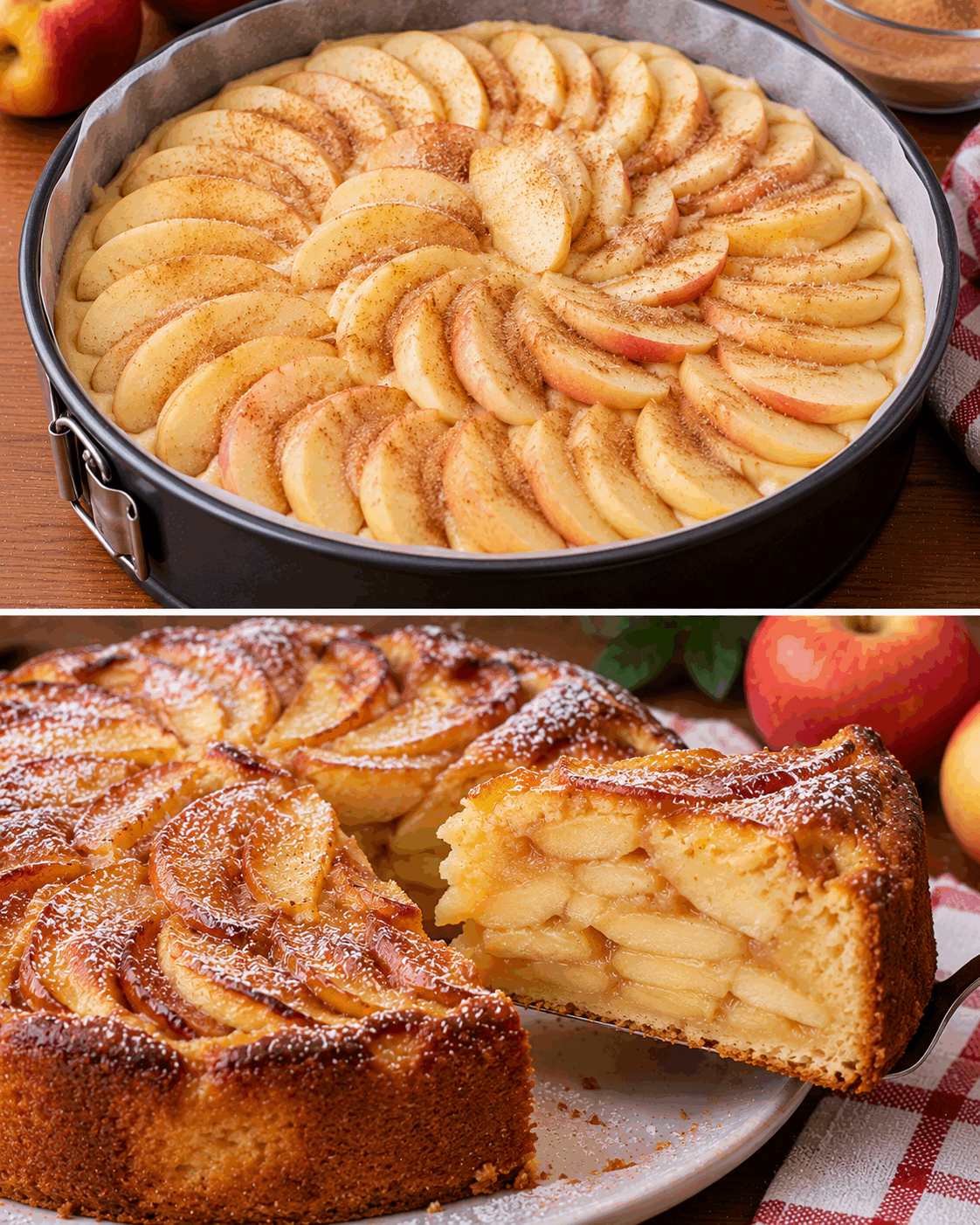 Une pâte toute simple et beaucoup de pommes… attendez de voir l’intérieur après cuisson