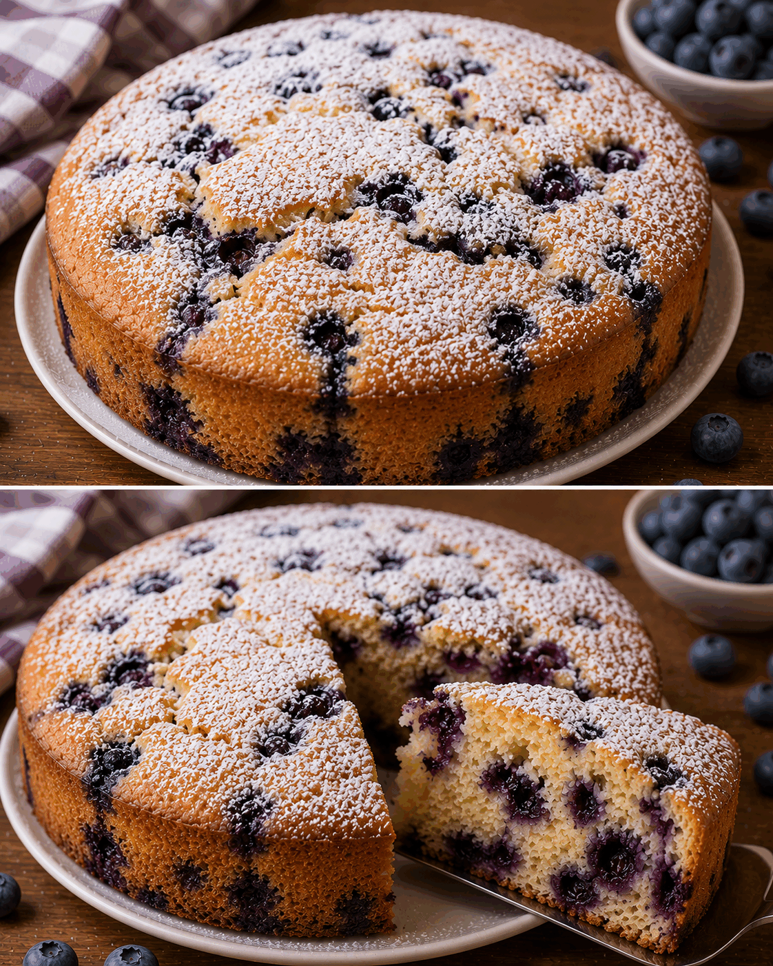 Un simple gâteau aux myrtilles… mais attendez de découvrir cette texture légère et fondante !