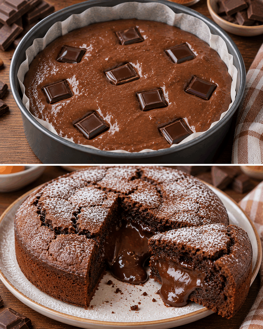 Moelleux dehors, chocolat fondant dedans : ce gâteau cache une surprise irrésistible !
