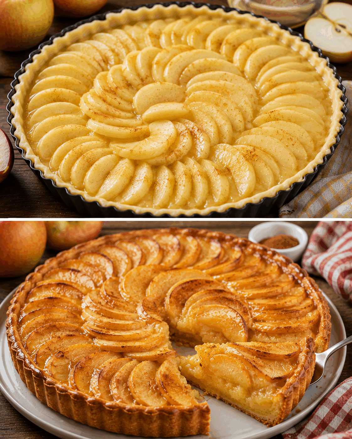 Les pommes sont si fondantes qu’elles se coupent presque à la cuillère : cette tarte est irrésistible !