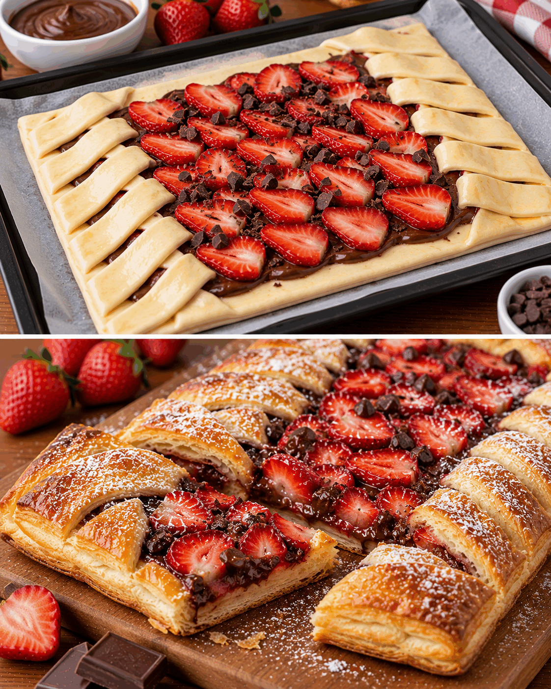 Oubliez les tartes compliquées : ce feuilleté fraises-chocolat se prépare en un rien de temps